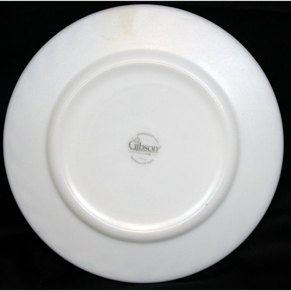 Gibson Dessert Salad Plate White Glass Purple Pink Flowers Ruffled Top 8" - Picture 3 of 5